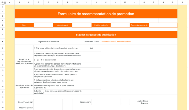 Formulaire de recommandation de promotion